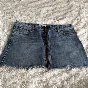 We The Free Blue Denim Mini Skirt